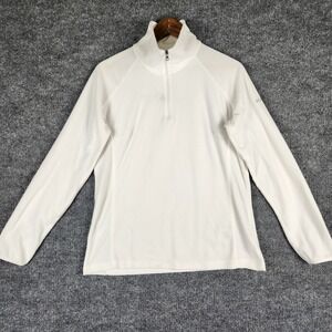 Columbia Jacket Womens White Fleece Quarter Zip Pullover Chevron Textured Large